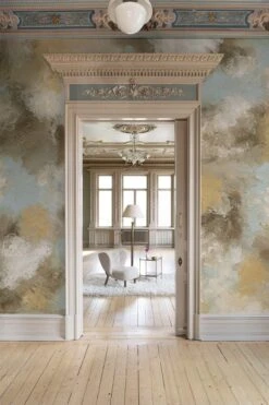 Impressionist Clouds Beige Blue