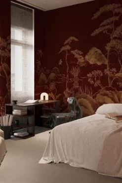 Asian Scenery Marsala Red -Belartestudio Shop AsianLuxe AsianScenery BAS06809034 MarsalaRed 1 Tatyana Shevchenko Yunona Nezvankina