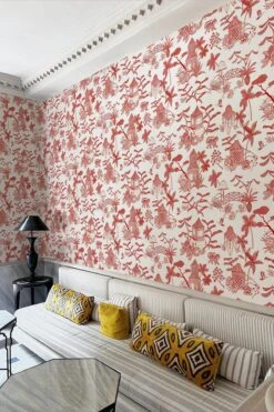 Tropical Island Toile Red -Belartestudio Shop CaribbeanDreams TropicalIslandToile BAS07801030 Red 1