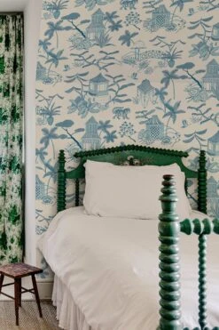 Tropical Island Toile Blue -Belartestudio Shop CaribbeanDreams TropicalIslandToile BAS07802020 Blue 1.staende