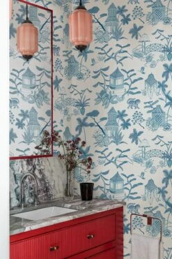 Tropical Island Toile Blue