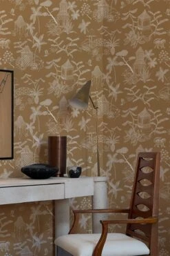 Tropical Island Toile Ochre