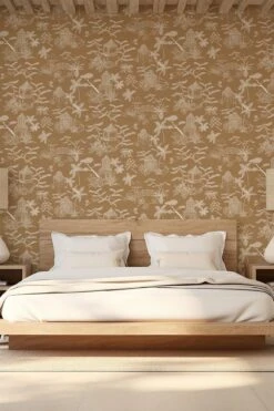 Tropical Island Toile Ochre -Belartestudio Shop CaribbeanDreams TropicalIslandToile BAS07803078 Ochre 2