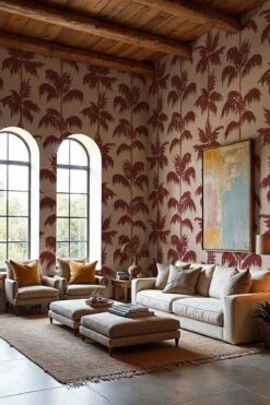 Vintage Palm Tree Small Marsala Red -Belartestudio Shop CaribbeanDreams VintagePalmTreeSmall BAS07808034 MarsalaRed 1