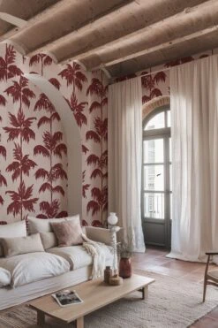 Vintage Palm Tree Small Marsala Red -Belartestudio Shop CaribbeanDreams VintagePalmTreeSmall BAS07808034 MarsalaRed 2