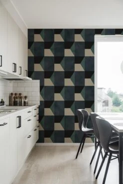 Geometric Shades Teal -Belartestudio Shop DarkElegance GeometricShapes BAS01403027 Teal 4