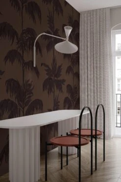 Vintage Palm Tree Burgundy -Belartestudio Shop DecoDecadens VintagePalmTree BAS01603038 Burgundy 1