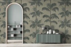 Vintage Palm Tree Dusty Green -Belartestudio Shop DecoDecadens VintagepalmTree BAS01602041 DustyGreen 2