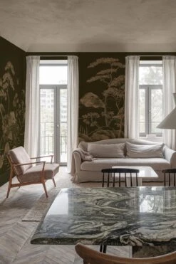 Asian Scenery Olive Green 6 Asian Scenery Olive Green -Belartestudio Shop EarthModernism AsianScenery BAS07002095 OliveGreen 3 rinalovko studio