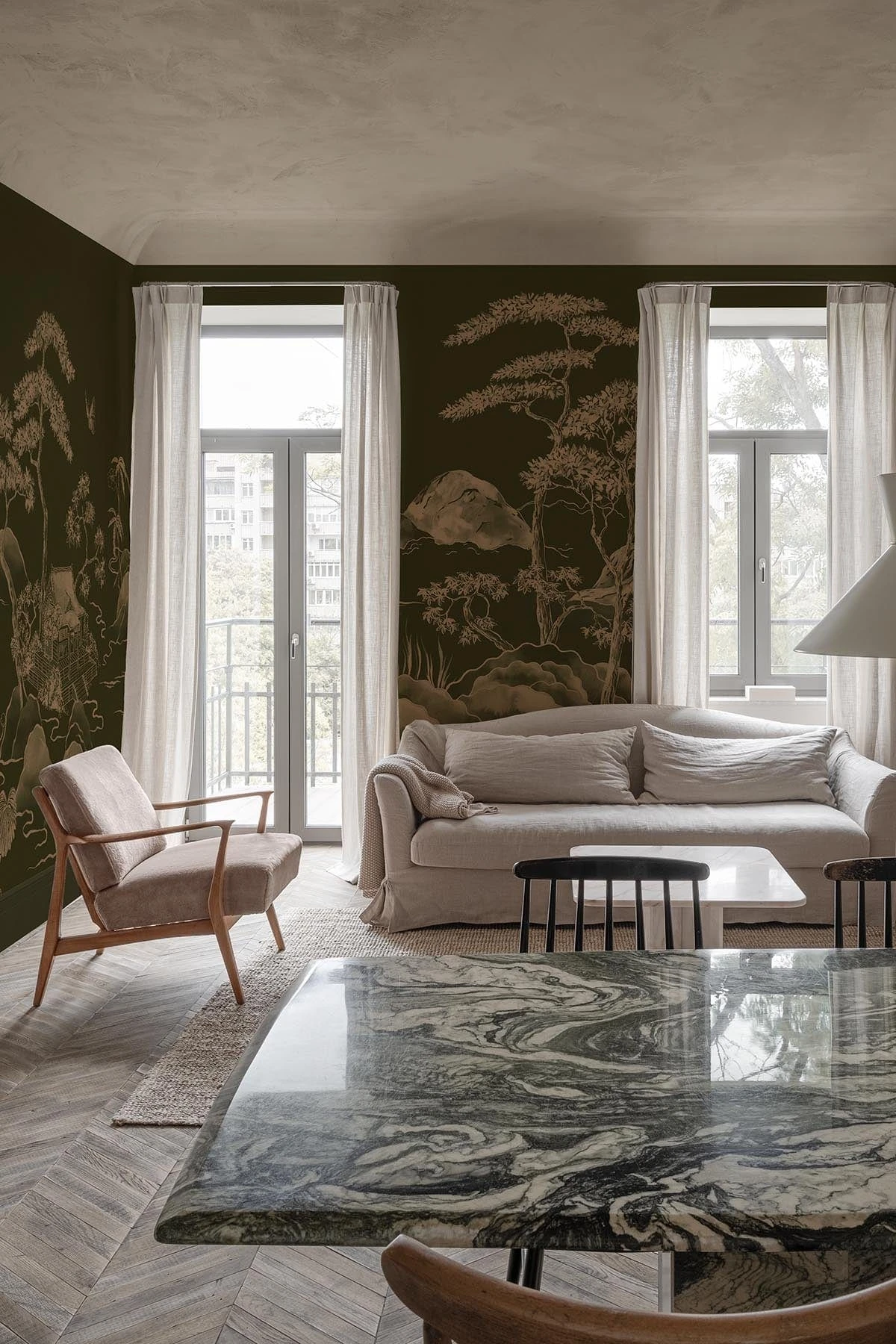 Asian Scenery Olive Green 3 Asian Scenery Olive Green - Image 3