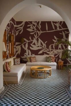 Olive Branch Burgundy -Belartestudio Shop MediterraneanEssence.OliveBranch BAS03804038 Burgundy 1