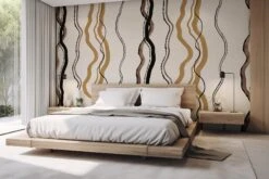 Organic Stripes Ochre -Belartestudio Shop MinimaluxOrganicStripesbedroompatio
