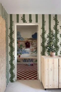 Botanical Stripe Dark Green -Belartestudio Shop NostalgicTradition BotanicalStripe BAS04611048 DarkGreen 1