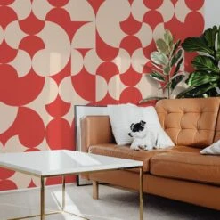 Retro Geometric Smooth Red -Belartestudio Shop VintageVibe RetroGeometric BAS00704033 SmoothRed 2